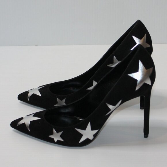 YSL Star Embellished Black Suede Anja Pumps 105 size EU 40.5 / US 10.5 NEW $950 - Picture 6 of 9